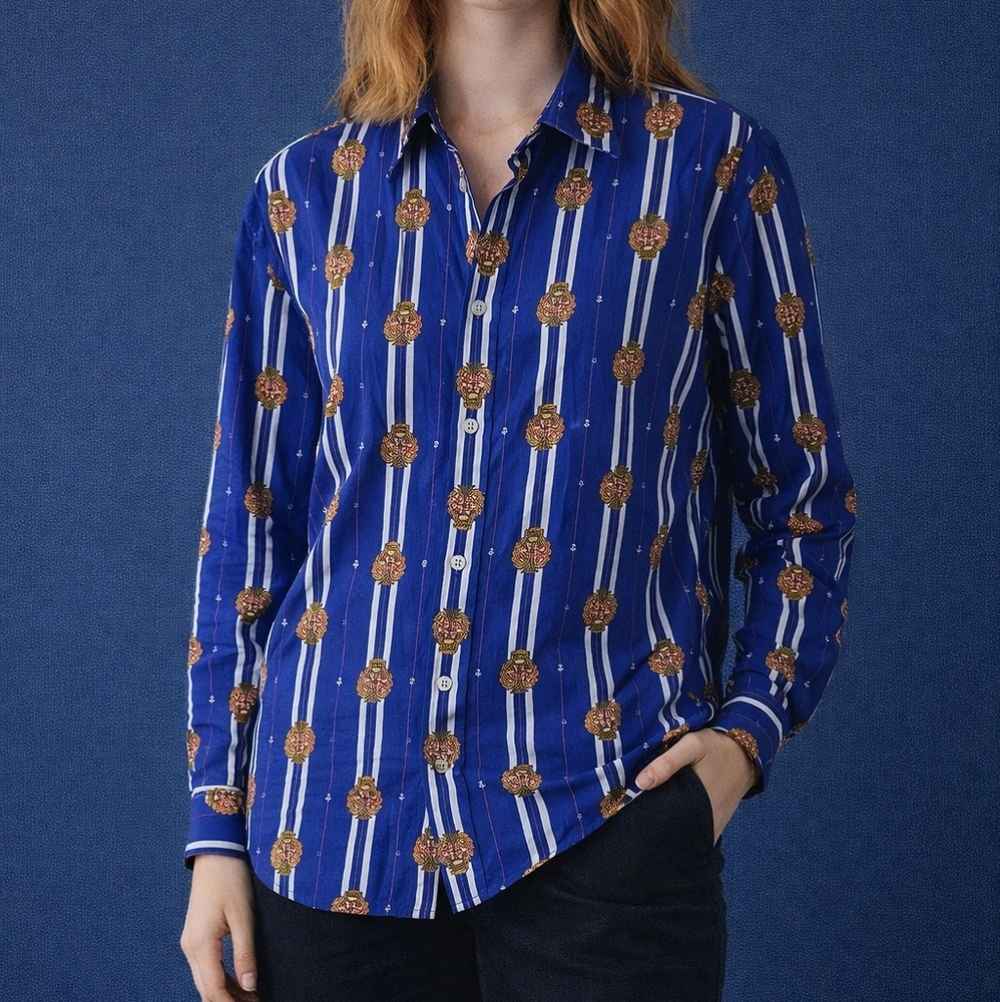 VTG CORBIN LTD 1980s Nautical Striped Button Down Long Sleeve Unisex Shirt